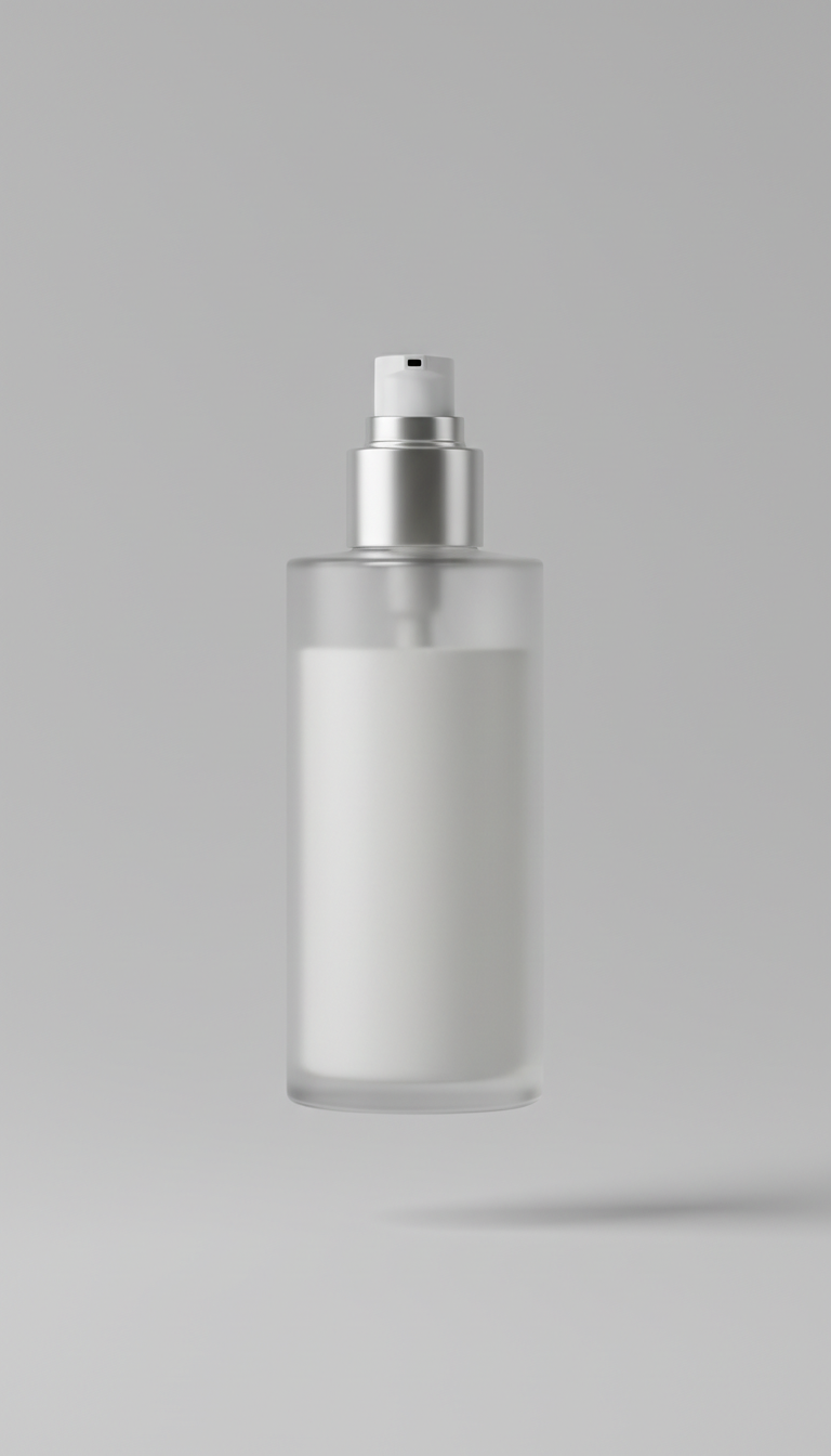 Purifying cleanser in glass bottle