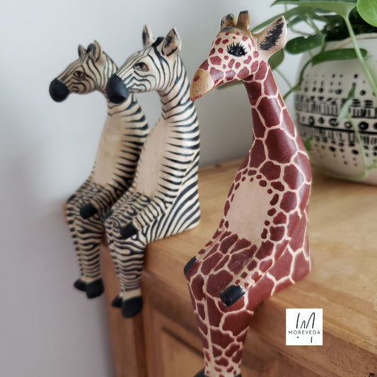 Wooden Giraffe Figurine | Hand-Painted Shelf Decor