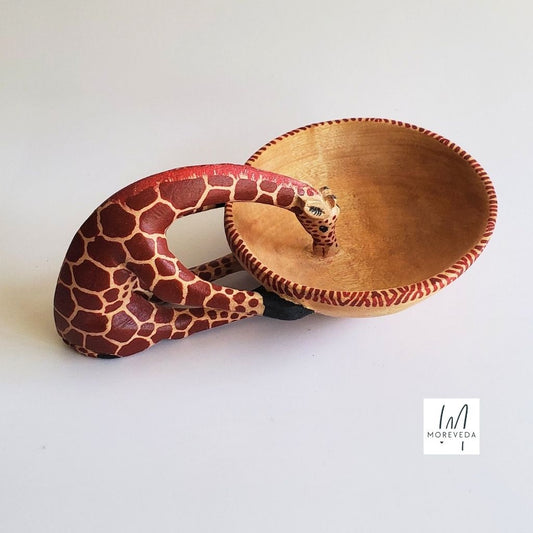 Drinking giraffe bowl made from jacaranda wood.