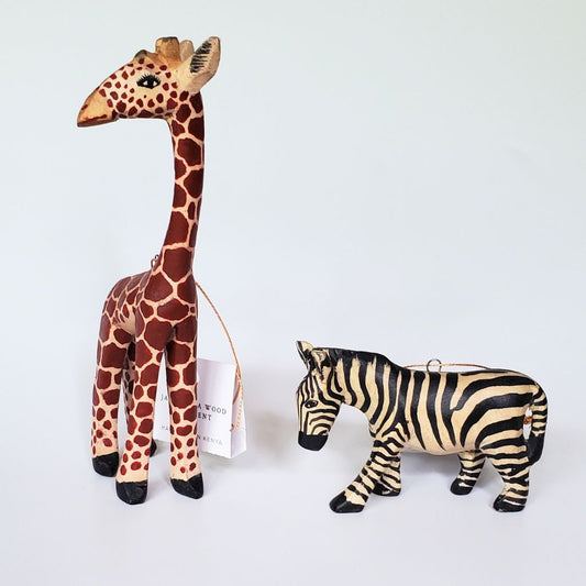 Zebra & Giraffe Ornament Set | Hand-Painted