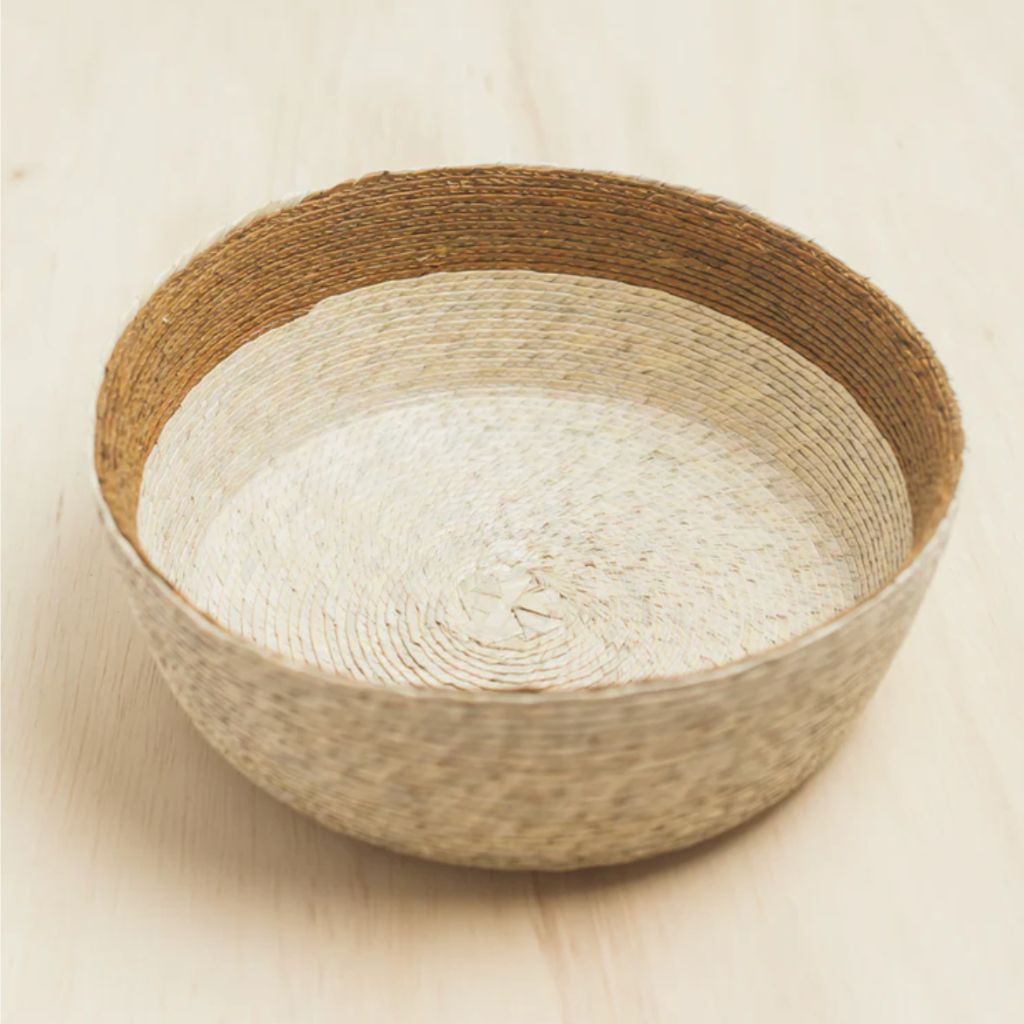 Table Basket Crafted From Palm Leaves