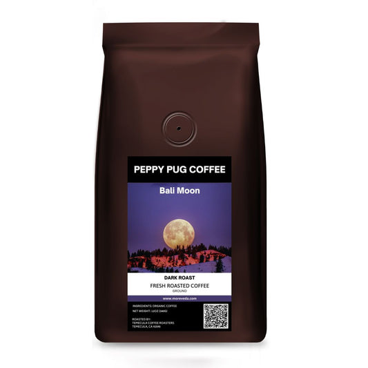 Peppy Pug Organic Bali Moon Ground Coffee | Dark Roast