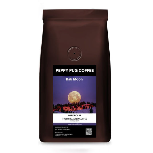 Peppy Pug Organic Bali Moon Whole Bean Coffee | Dark Roast