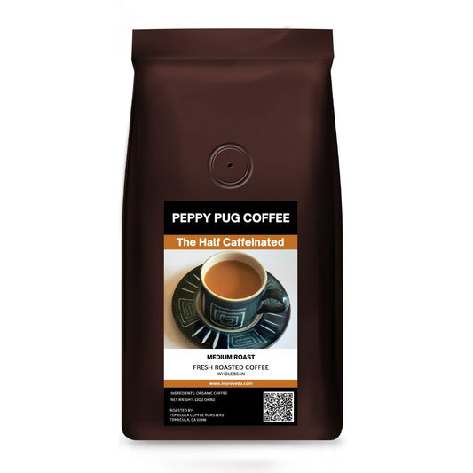 Peppy Pug The Half Caffeinated Organic Whole Bean Coffee