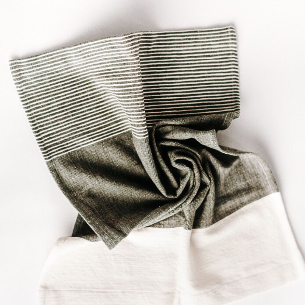 Grey & White Cotton Tea Towel
