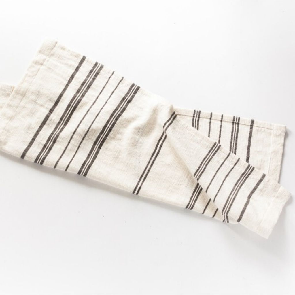 natural cotton tea towel for kitchen grey white