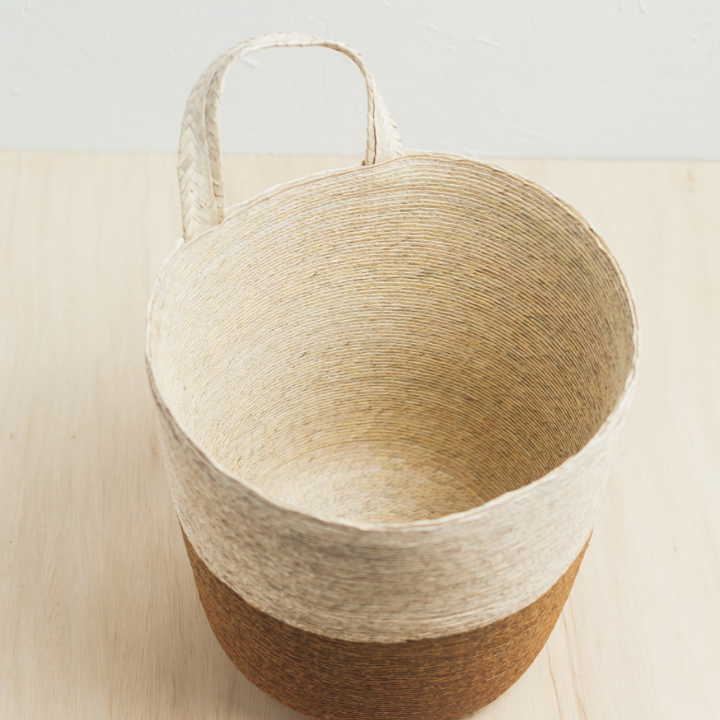Dried Palm Leaf Storage Basket From Mexico - Isla