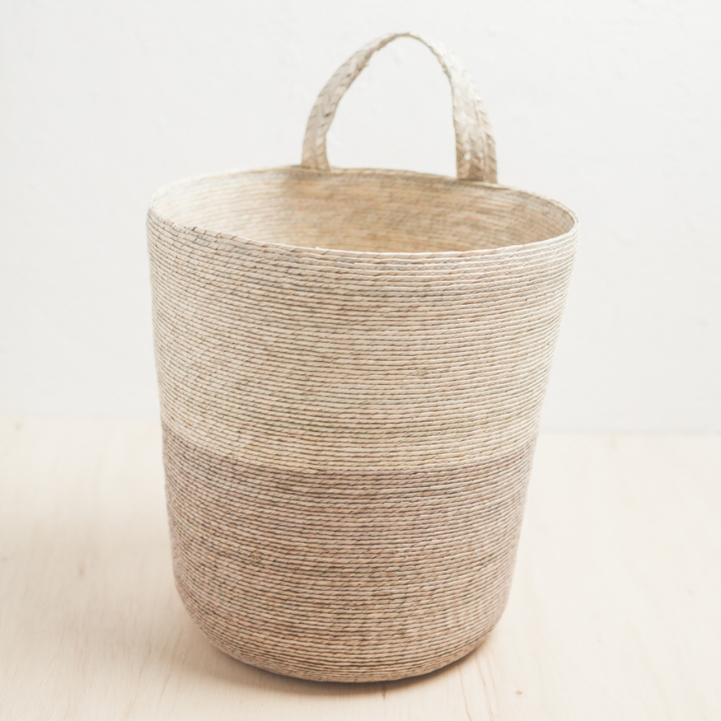 Hanging Palm Basket From Mexico - Tan