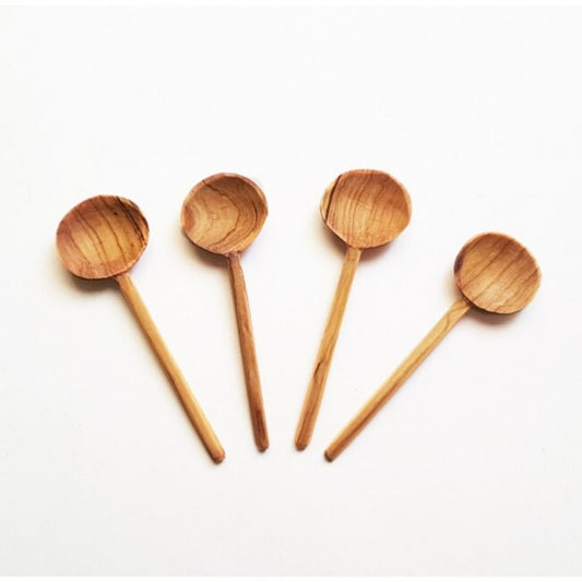 four inch long wood coffee spoons set