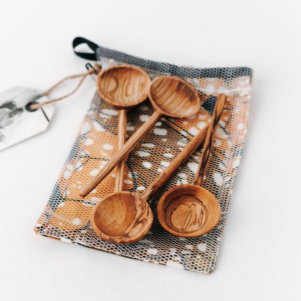 handmade wood coffee spoons set gift packaged
