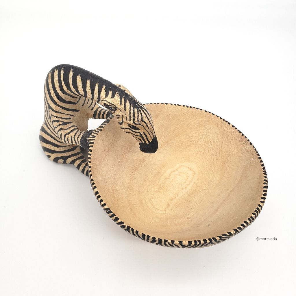 Drinking Zebra Wooden Bowl | Shelf Decor