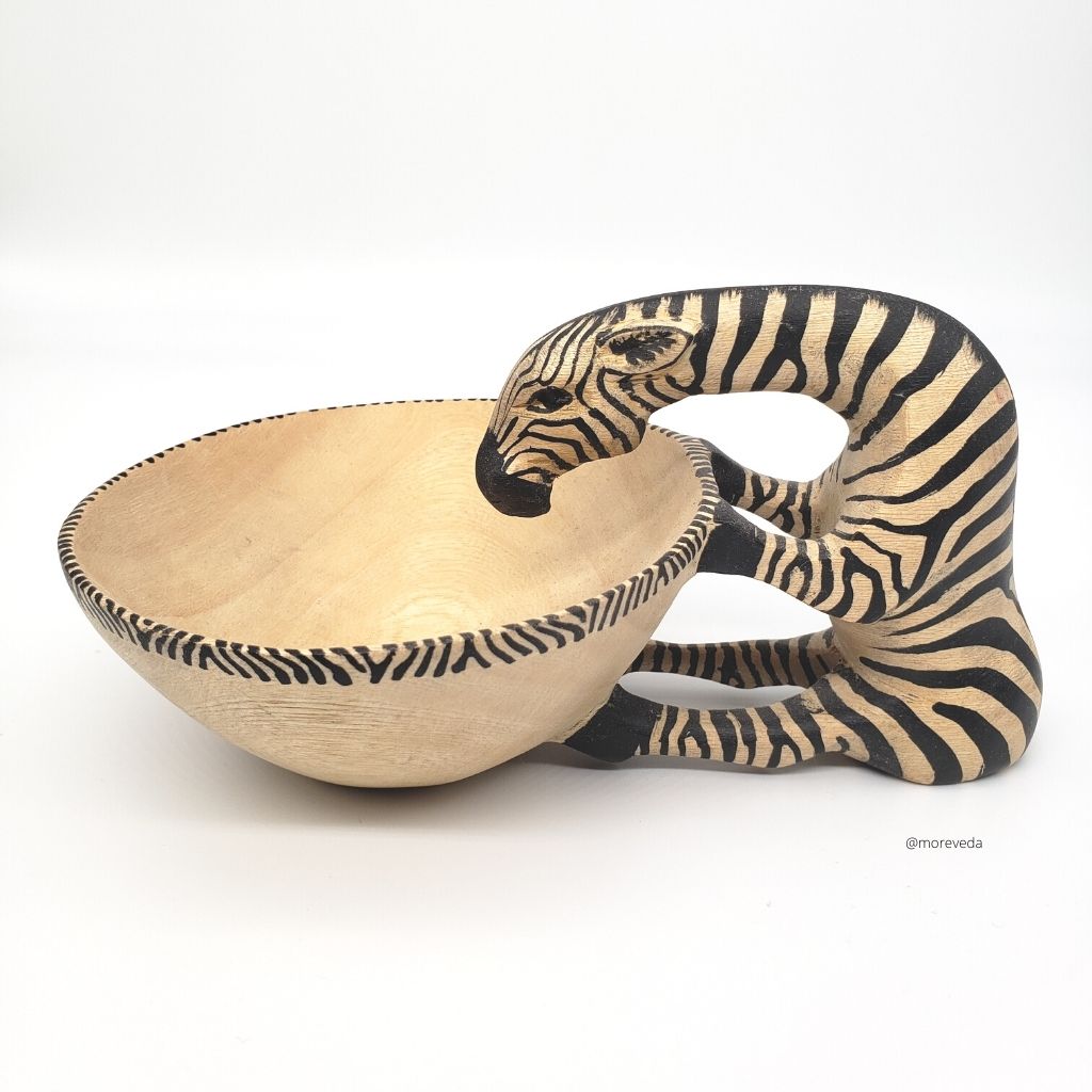 Drinking Zebra Wooden Bowl | Shelf Decor