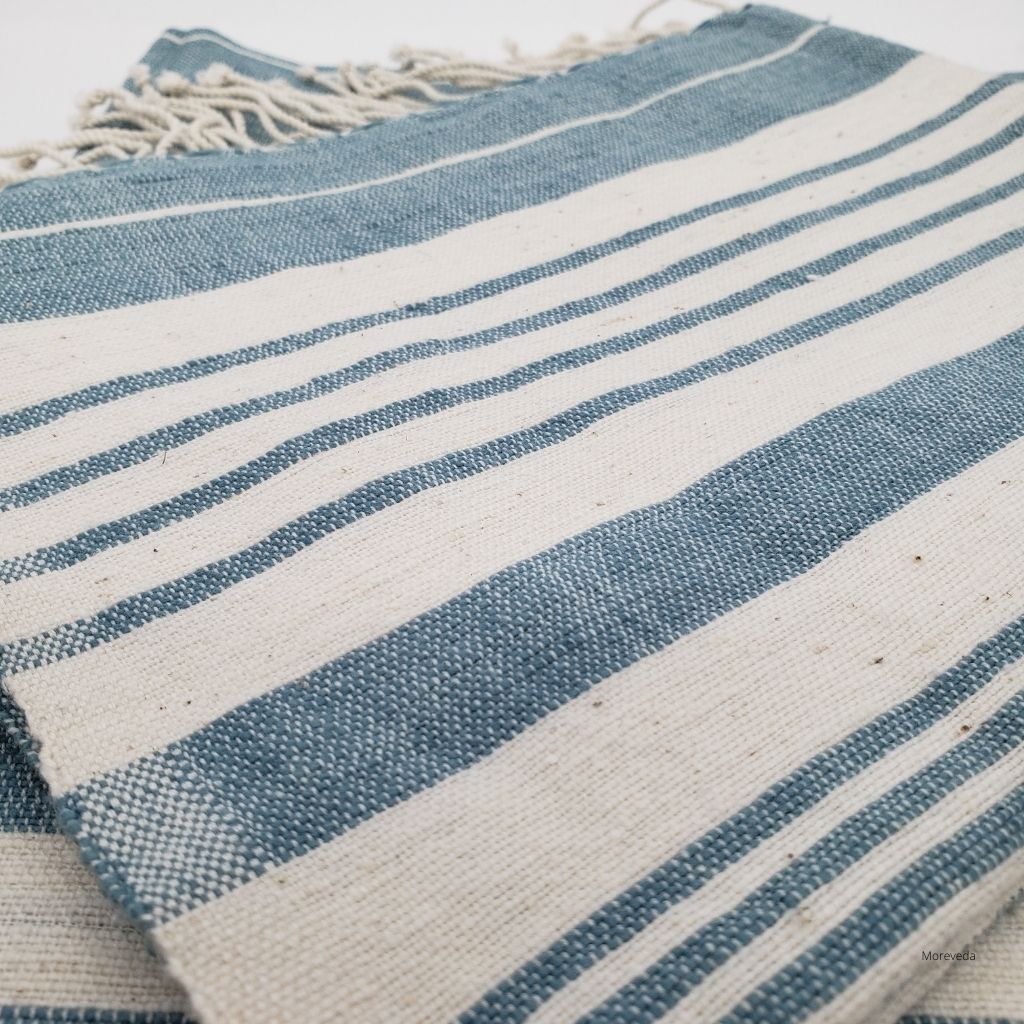 handwoven cotton towel blue and white for bathroom and kitchen